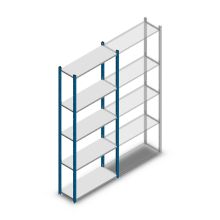 Fachbodenregal Medium Duty 2200x850x300mm (HxBxT) 5 Ebenen blau Grundregal