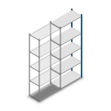 Fachbodenregal Medium Duty 2200x850x400 mm (HxBxT) 5 Ebenen blau Anbauregal