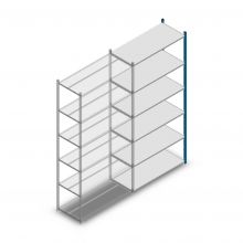 Medium Duty Fachbodenregal 2500x1150x500mm (hxbxt) 6 Ebenen blau Anbauregal