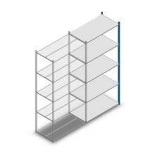 Fachbodenregal Medium Duty 2500x1150x600mm (HxBxT) 5 Ebenen blau Anbauregal