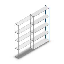 Fachbodenregal Medium Duty 2500x1300x300 mm (HxBxT) 5 Ebenen blau Anbauregal