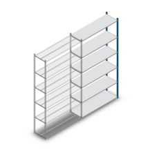 Fachbodenregal Medium Duty 2500x1300x400 mm (HxBxT) 6 Ebenen blau Anbauregal