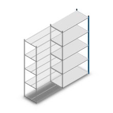 Fachbodenregal Medium Duty 2500x1300x600mm (HxBxT) 5 Ebenen blau Anbauregal