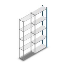 Fachbodenregal Medium Duty 2500x850x300 mm (HxBxT) 5 Ebenen blau Anbauregal