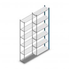 Fachbodenregal Medium Duty 2500x850x300mm (hxbxt) 6 Ebenen blau Anbauregal