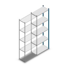 Fachbodenregal Medium Duty 2500x850x400mm (HxBxT) 5 Ebenen blau Anbauregal