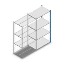Fachbodenregal Medium Duty 2000x1000x600 mm (HxBxT) 4 Ebenen blaues Anbauregal
