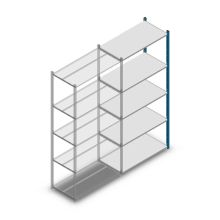 Fachbodenregal Medium Duty 2200x1000x500 mm (HxBxT) 5 Ebenen blau Anbauregal 