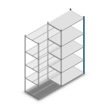 Fachbodenregal Medium Duty 2200x1000x600 mm (HxBxT) 5 Ebenen blau Anbauregal