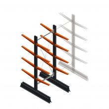 Leichte doppelseitige Kragarmregal 2000x750x500 mm (hxbxt) 4 Ebenen Anfangsregal