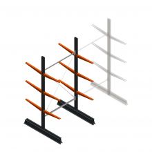 Leichtes doppelseitiges Kragarmregal 2500x1250x600 mm (hxbxt) 3 Ebenen Anfangsregal