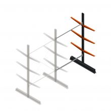 Leichtes doppelseitiges Kragarmregal 2500x1500x600 mm (hxbxt) 3 Ebenen Anbauregal