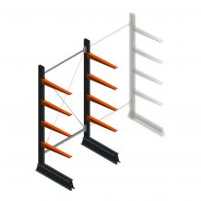 Leichte Kragarmregal einseitig 2000x1000x600 mm (hxbxt) 4 Ebenen Anfangsregal