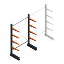 Leichtes Kragarmregal einseitig 2000x1250x500 mm (hxbxt) 4 Ebenen Anfangsregal