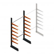 Leichtes Kragarmregal einseitig 2500x1250x600 mm (hxbxt) 6 Ebenen Anfangsregal