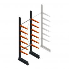 Leichtes Kragarmregal einseitig 2500x750x500 mm (hxbxt) 6 Ebenen Anfangsregal