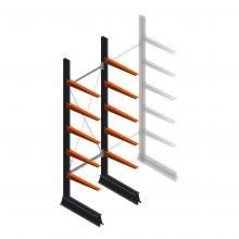 Leichtes einseitiges Kragarmregal 2500x750x600 mm (hxbxt) 5 Ebenen Anfangsregal