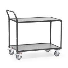 Leichter Tischwagen 300 kg mit 2 Ebenen aus Holz und aufstehendem Schiebegriff 1000x600 anthrazit
