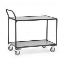 Leichter Tischwagen 300 kg mit 2 Holzetagen und aufstehendem Schiebegriff 850x500 Anthrazit