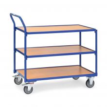 Leichter Tischwagen 300 kg mit 3 Holz-Etagen und Griff 850x500