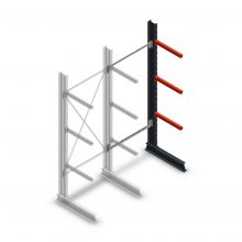 Medium Kragarmregal einseitig 2500x1000x600 mm (hxbxt) 3 Ebenen Anbauregal