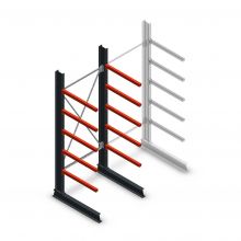 Medium Kragarmregal einseitig 2500x1000x800 mm (hxbxt) 5 Ebenen Anfangsregal