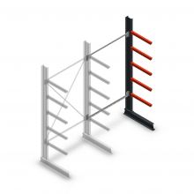 Medium Kragarmregal einseitig 2500x1250x600 mm (hxbxt) 5 Ebenen Anbauregal