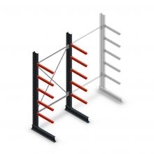 Medium Kragarmregal einseitig 2500x1250x600 mm (hxbxt) 5 Ebenen Anfangsregal