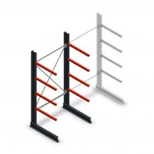 Medium Kragarmregal einseitig 2500x1250x800 mm (hxbxt) 4 Ebenen Anfangsregal