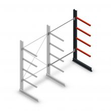 Medium Kragarmregal einseitig 2500x1500x800 mm (hxbxt) 4 Ebenen Anbauregal