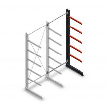 Medium Kragarmregal einseitig 3000x1250x800 mm (hxbxt) 5 Ebenen Anbauregal