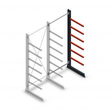 Medium Kragarmregal einseitig 3000x1250x800 mm (hxbxt) 6 Ebenen Anbauregal