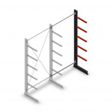 Medium Kragarmregal einseitig 3000x1500x600 mm (hxbxt) 5 Ebenen Anbauregal