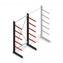 Medium Kragarmregal einseitig 3000x1500x800 mm (hxbxt) 5 Ebenen Anfangsregal