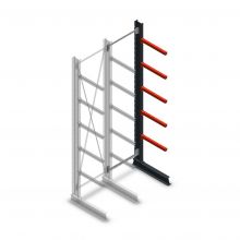 Medium Kragarmregal einseitig 3000x750x600 mm (hxbxt) 5 Ebenen Anbauregal