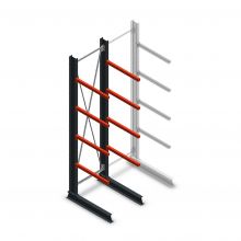 Medium Kragarmregal einseitig 3000x750x800 mm (hxbxt) 4 Ebenen Anfangsregal