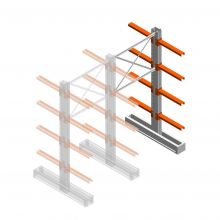 Medium Kragarmregal IT doppelseitig 2455x1200x600 mm (hxbxt) 4 Ebenen Anbauregal