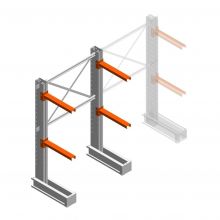 Medium Kragarmregal IT einseitig 1990x1200x600 mm (hxbxt) 2 Ebenen Anfangsregal