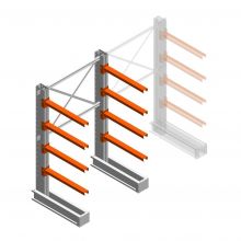 Medium Kragarmregal IT einseitig 1990x1200x800 mm (hxbxt) 4 Ebenen Anfangsregal