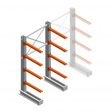 Medium Kragarmregal IT einseitig 2455x1200x800 mm (hxbxt) 4 Ebenen Anfangsregal