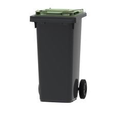 Abfallbehälter, mobiler Rollcontainer 120 Liter grau grün