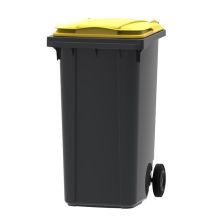 Abfallbehälter, mobiler Rollcontainer 240 Liter grau gelb