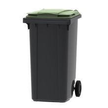 Abfallbehälter, mobiler Rollcontainer 240 Liter grau grün