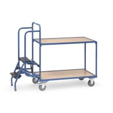Kommissionierwagen mit 2 Ladeflächen und Klappleiter