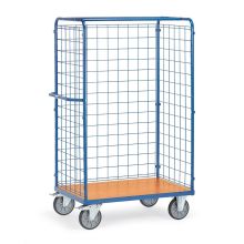 Paketwagen, Transportwagen 1000x700x1800 mm (LxBxH) 600 kg mit 3 Drahtgitterwänden