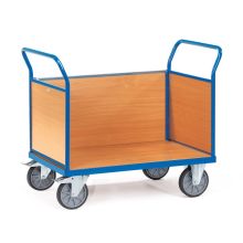 Plattformwagen, Transportwagen 600 kg mit 3 Holzseitenwänden 1000x700