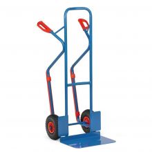 Stahlsackkarre 300 kg 1300 mm mit Luftreifen, extra große Schaufel und Gleitstreifen