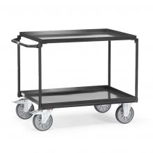 Stahltischwagen 400 kg mit 2 Stahl-Etagen und horizontalem Schiebegriff 1000x700 Anthrazit