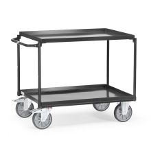 Stahl-Tischwagen 400 kg mit 2 stählernen Etagen und horizontalem Schiebegriff 850x500 anthrazit