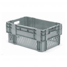 Stapelbare, nestbare Transportkiste DTK1 600x400x270 mm (lxbxh) grau
